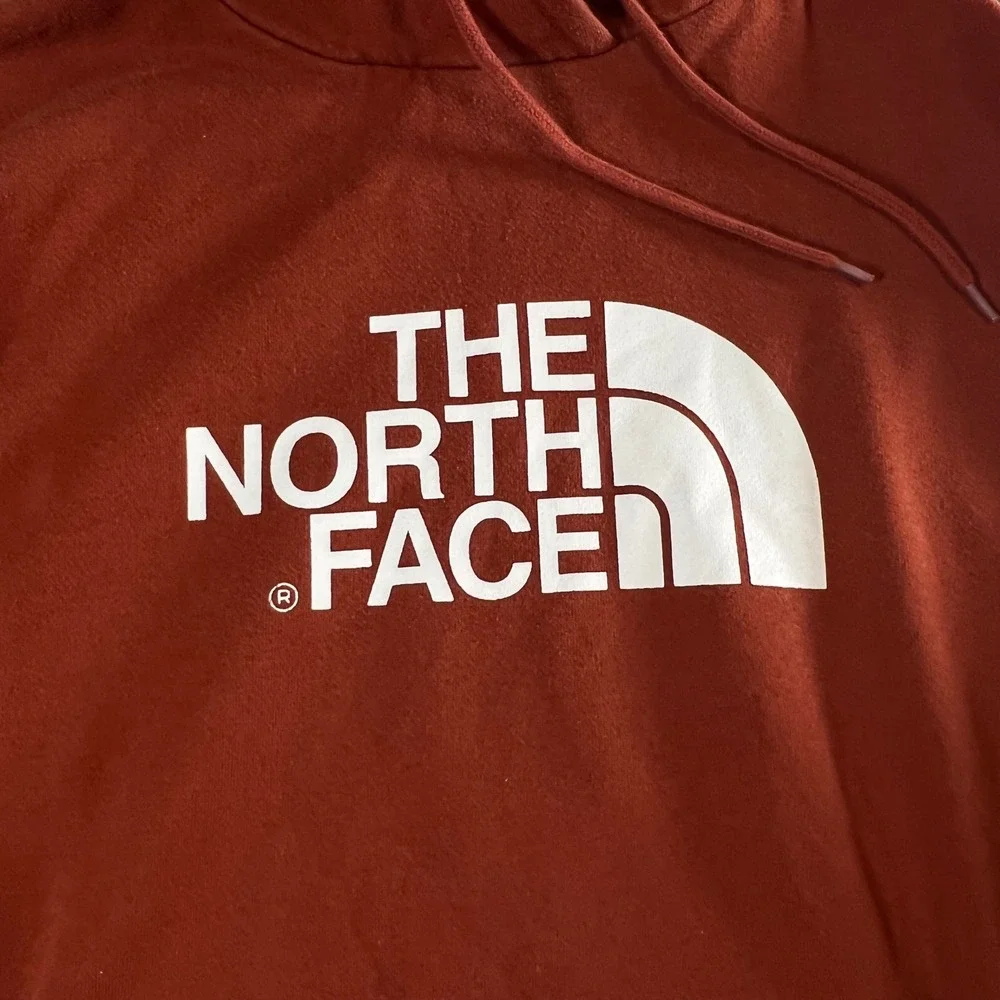 The North Face Mens Large Burnt Orange Logo Pullover Hoodie Sweatshirt Rust